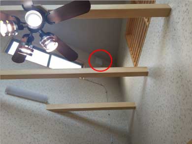 せせらぎが壁の一番高い所に付けてあります